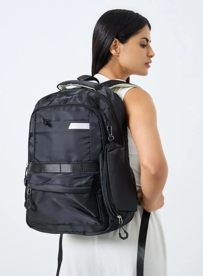 Styli Women Black Zip Pocket Backpack with Pouch