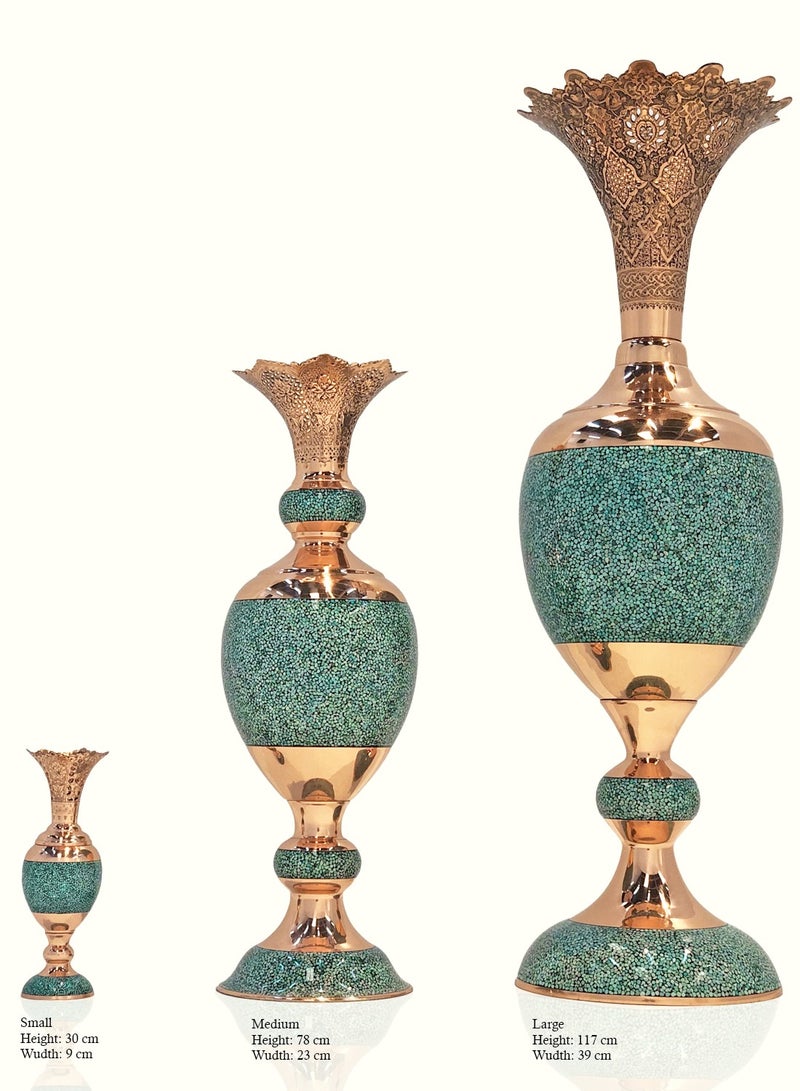 احتفالات  Ehtifalat Handmade Copper Turquoise Stone Inlay P203  - Image 3