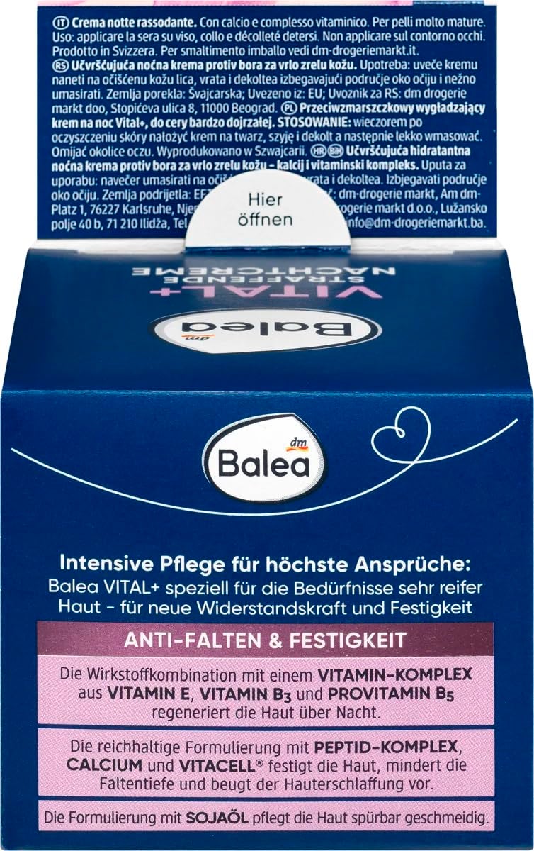 dm balea Balea Vital+ Intensive Night Cream for Very Mature Skin (55+ to 70+) with Calcium & Royal Jelly - Not Tested on Animals - 50ml by dm balea - Image 4
