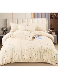Comfy Comfy 6pc Embroidered Premium Quality Pure Cotton King Size Beige Comforter Set 