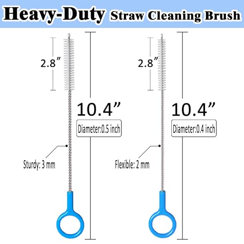 CIDYAUST Heavy-Duty Straw Cleaner Brush, 2 Pcs Flexible Straw Brush Set,Reusable Straws Cleaning Brush with Stainless Steel and Nylon Bristles for Baby Bottles,Stanley Cup. - Image 2