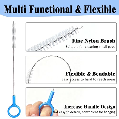 CIDYAUST Heavy-Duty Straw Cleaner Brush, 2 Pcs Flexible Straw Brush Set,Reusable Straws Cleaning Brush with Stainless Steel and Nylon Bristles for Baby Bottles,Stanley Cup. - Image 3