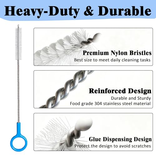 CIDYAUST Heavy-Duty Straw Cleaner Brush, 2 Pcs Flexible Straw Brush Set,Reusable Straws Cleaning Brush with Stainless Steel and Nylon Bristles for Baby Bottles,Stanley Cup. - Image 4