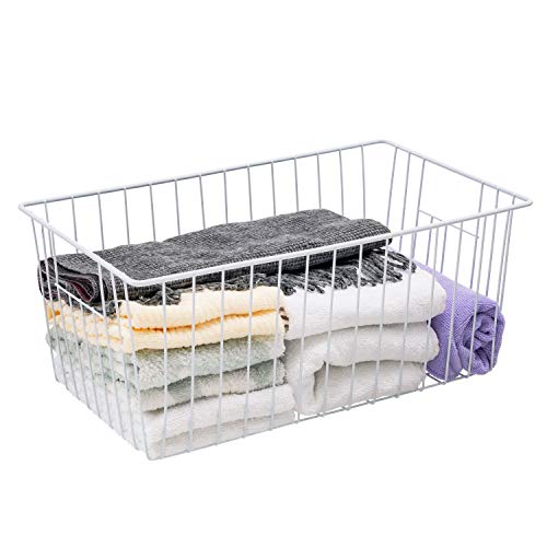 lonpute Large Wire Storage Baskets Freezer Organizer Baskets, Farmhouse Metal Wire Baskets Bins, Household Storage Basket with Handles for Kitchen, Cabinets, Pantry, 4 Packs (16" (L) x 9.8 (W) x 7" (H)) - Image 5