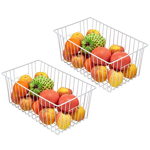 lonpute Large Wire Storage Baskets Freezer Organizer Baskets, Farmhouse Metal Wire Baskets Bins, Household Storage Basket with Handles for Kitchen, Cabinets, Pantry, 4 Packs (16" (L) x 9.8 (W) x 7" (H)) - Image 2
