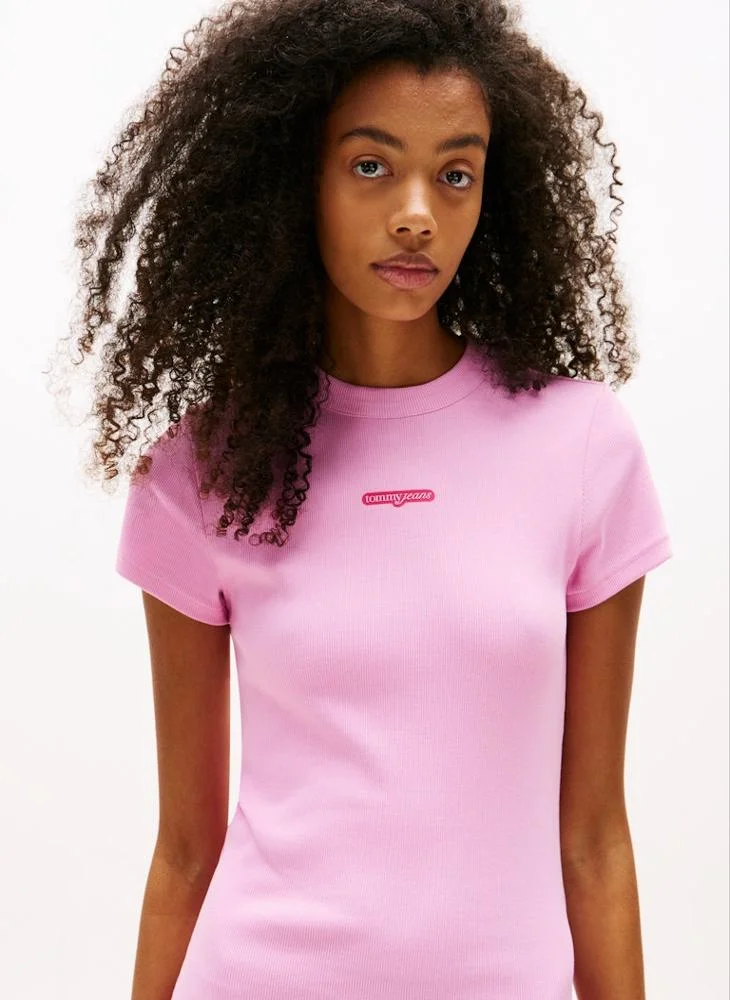 تومي جينز Logo Script Mini T-Shirt Dress