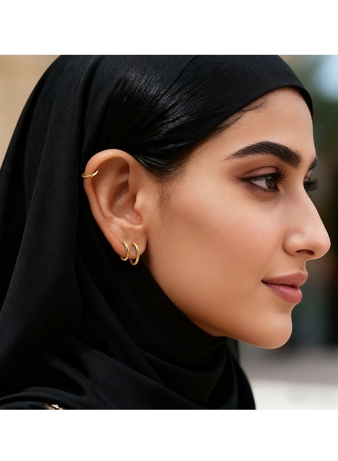 3 قطع 8 مم حلقات أنف صغيرة رفيعة للجنسين ذهبية فضية سوداء مجوهرات ثقب للارتداء اليومي لإطلالات الحفلات والاحتفالات الشاطئية ومغامرات السفر والتصميم غير الرسمي، تناسب غضروف الحاجز الأنفي واللولب والأذن - Image 2