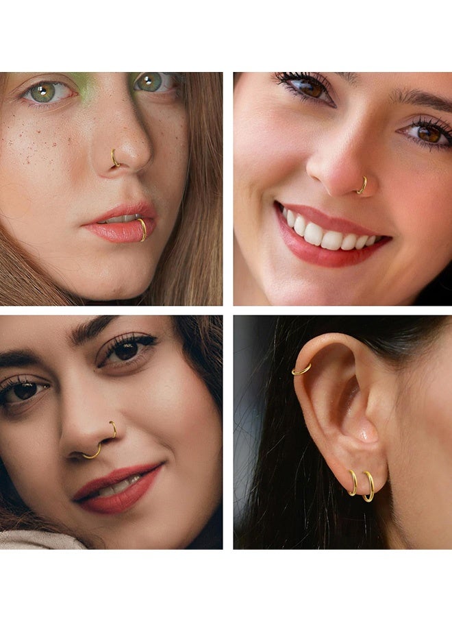 3 قطع 8 مم حلقات أنف صغيرة رفيعة للجنسين ذهبية فضية سوداء مجوهرات ثقب للارتداء اليومي لإطلالات الحفلات والاحتفالات الشاطئية ومغامرات السفر والتصميم غير الرسمي، تناسب غضروف الحاجز الأنفي واللولب والأذن - Image 5