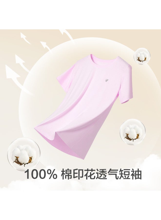 Red Bean Women'S Pure Cotton Short-Sleeve T-Shirt, Summer Solid Color Top, Breathable Round-Neck Tee For Layering - Image 3