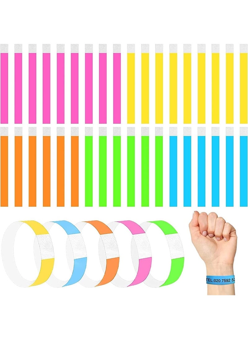 100 Pcs Fluorescent Colored Wristbands for Events, Security, Parties, Festivals - Image 1