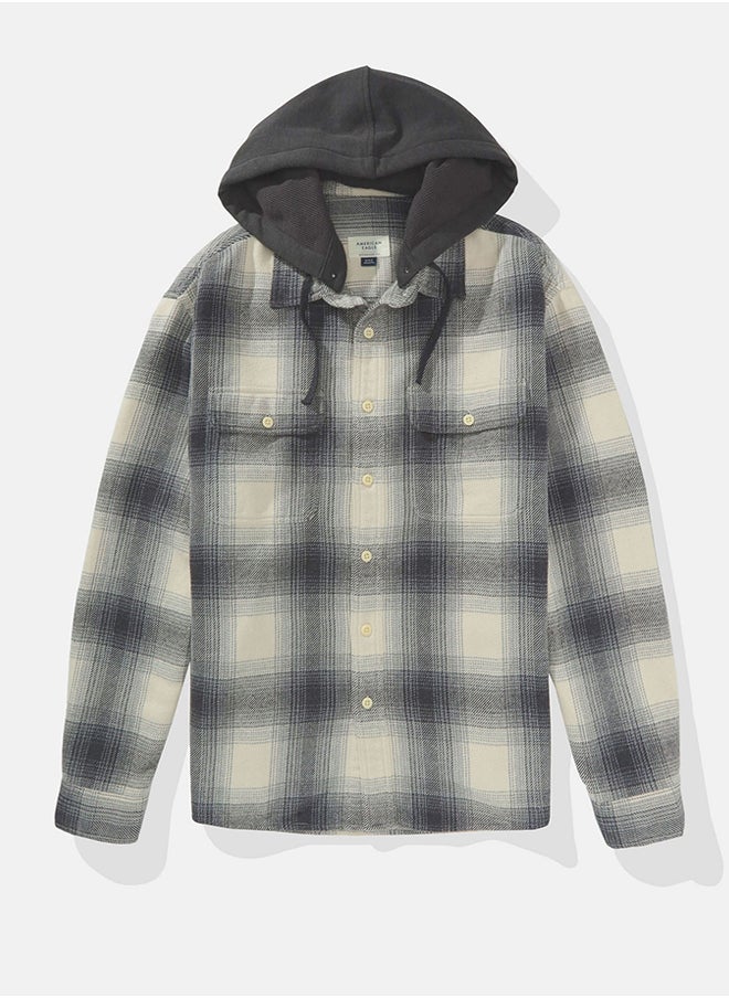 American Eagle - Checked Hooded Shirt - Image 1