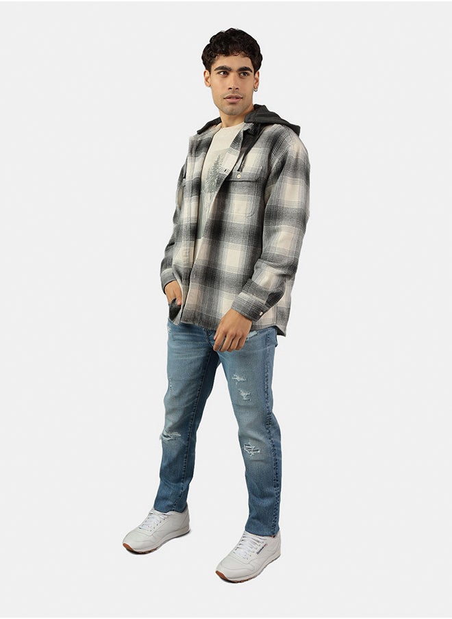 American Eagle - Checked Hooded Shirt - Image 1