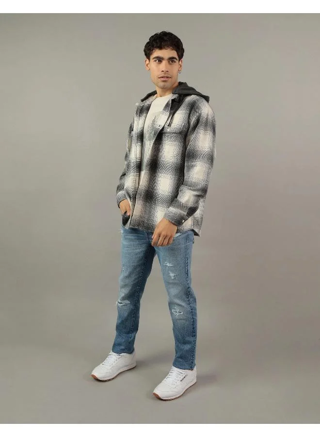 American Eagle Checked Hooded Shirt