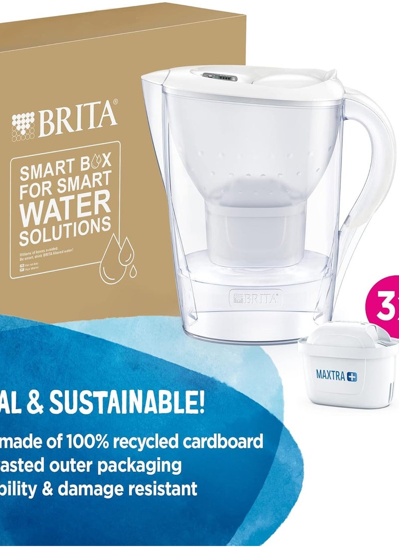 بريتا إبريق ماء مفلتر BRITA MAXTRA مع 3 خراطيش، فلتر مياه يقلل من الجير والكلور، مياه مفلترة للحصول على مذاق مثالي، أبيض، 2.4 لتر  - Image 2