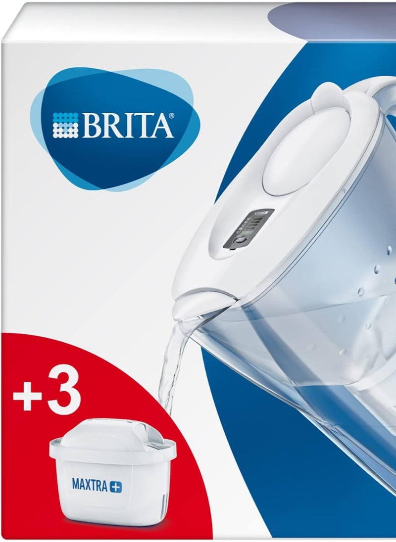 بريتا إبريق ماء مفلتر BRITA MAXTRA مع 3 خراطيش، فلتر مياه يقلل من الجير والكلور، مياه مفلترة للحصول على مذاق مثالي، أبيض، 2.4 لتر  - Image 1