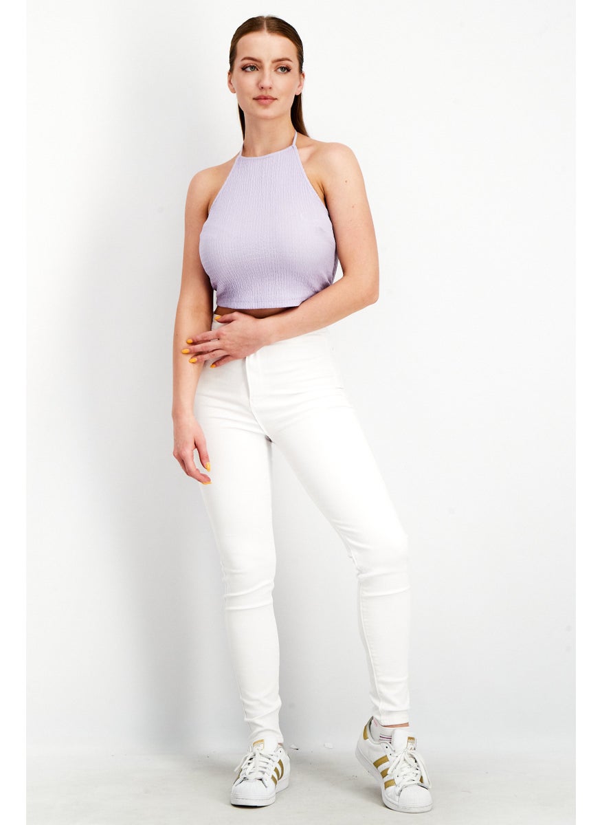 Women Halter Neck Sleeveless Textured Crop Top, Lavender - pzsku/Z4FF7D27E514FCB811F19Z/45/_/1739715239/a3424e01-0413-4133-99ba-4465ff454e1c