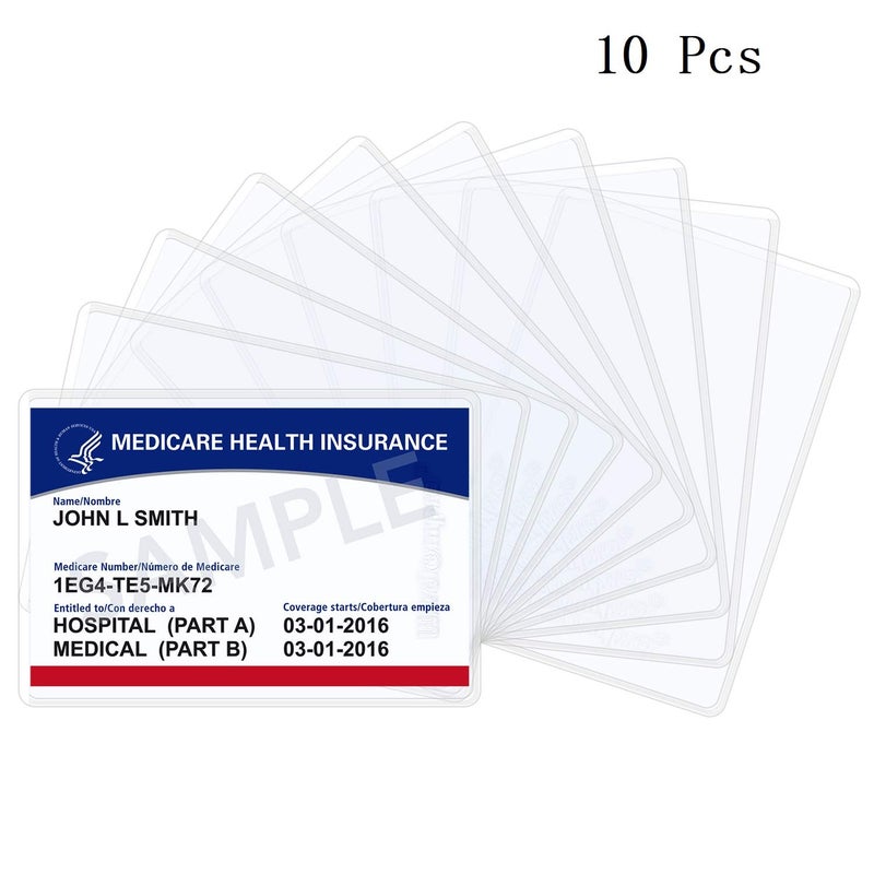 Wisdompro 10 Pack New Medicare Card Holder Protector Sleeves, 6 Mil Soft and Flexible Clear PVC Wallet Size Slot for Social Security Card, Insurance Card, Credit Card, Debit Card, Driver's License - Image 2