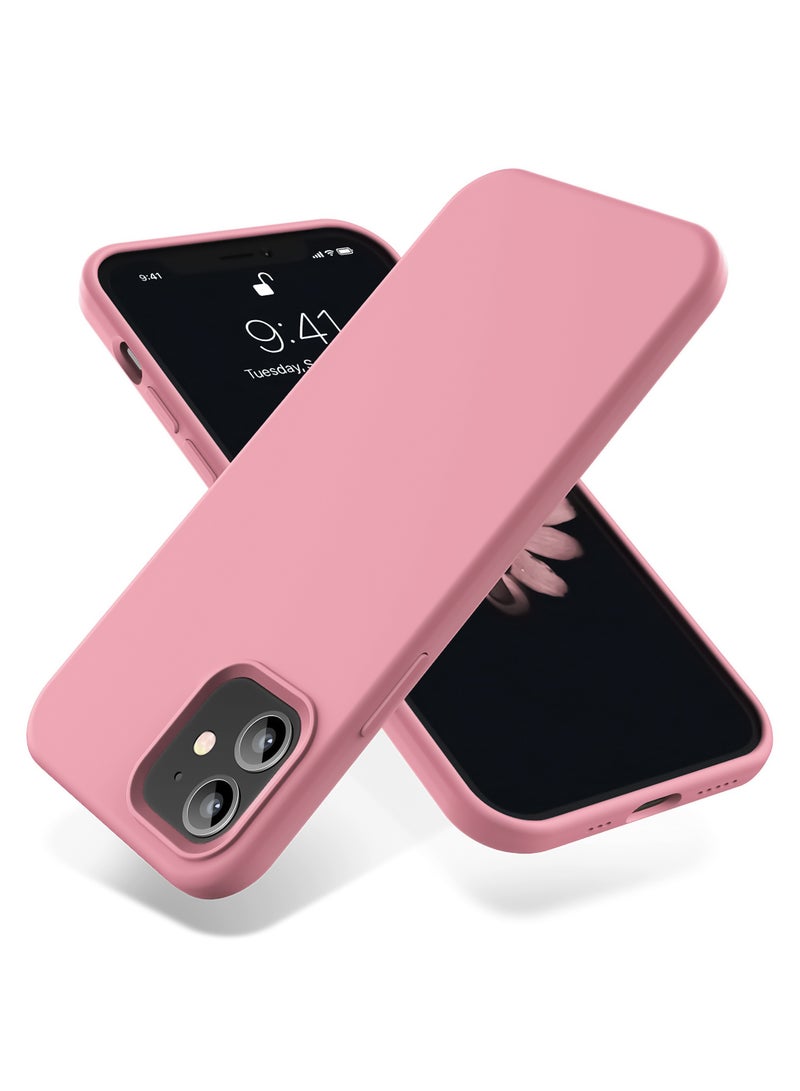 Compatible with iPhone 11 6.1 Inch Slim Liquid Silicone 4 Layers Soft Gel Rubber Shockproof Protective Phone Case with Anti Scratch Microfiber Lining (Pink) - Image 1