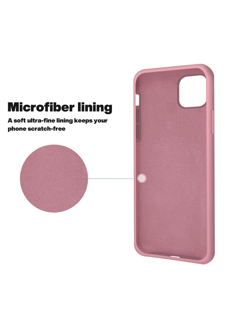 Compatible with iPhone 11 6.1 Inch Slim Liquid Silicone 4 Layers Soft Gel Rubber Shockproof Protective Phone Case with Anti Scratch Microfiber Lining (Pink) - Image 4