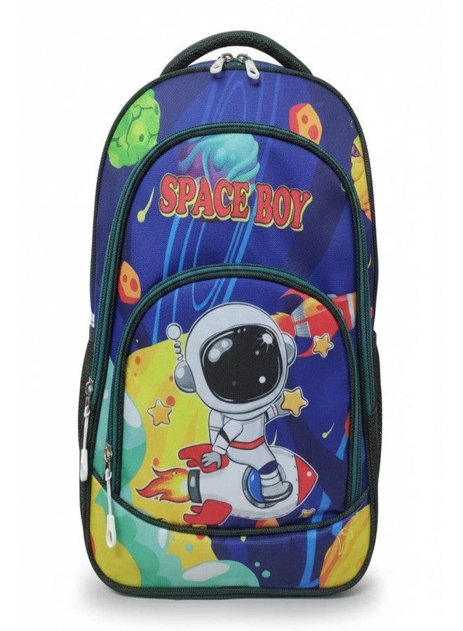 Stylbase 27L Kid School Backpack Bag for Girls and Boys | Ideal School Picnic travel & Travelling Bag |17Inches 4 Compartments, Water-Resistant Multipurpose for Kids (Royal Blue Space) - Image 1