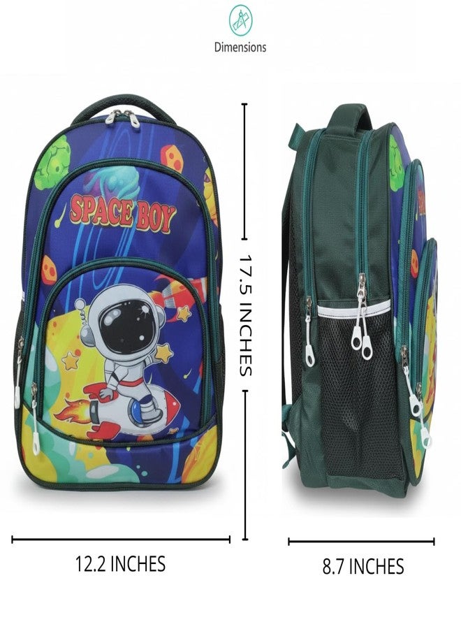 Stylbase 27L Kid School Backpack Bag for Girls and Boys | Ideal School Picnic travel & Travelling Bag |17Inches 4 Compartments, Water-Resistant Multipurpose for Kids (Royal Blue Space) - Image 4