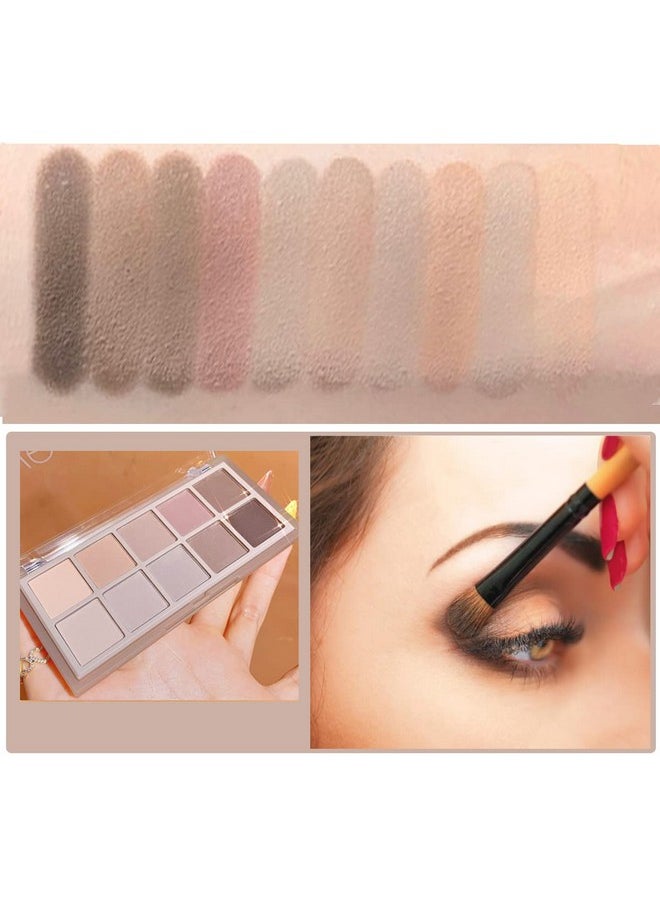 Aaiffey - 10 Colors Eyeshadow Palettehighly Pigmented Matte Eyeshadow Cement Color Eye Shadow Shades Waterproof Cool Tone Eye Makeup Palette Velvety Texture Neutral Eyeshadow04 - Image 1