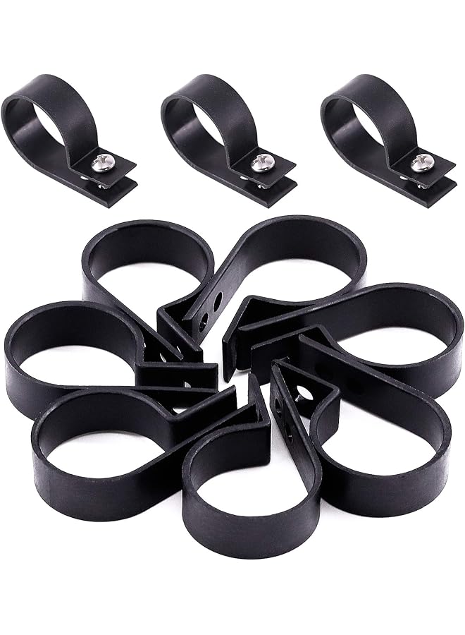 promass 60Pcs Plastic Cable Clamp R Type Screw Mounting Cord Fastener Cable Clips with Screws for Wire Management Cable Conduit (3/4inch, Black) - Image 1