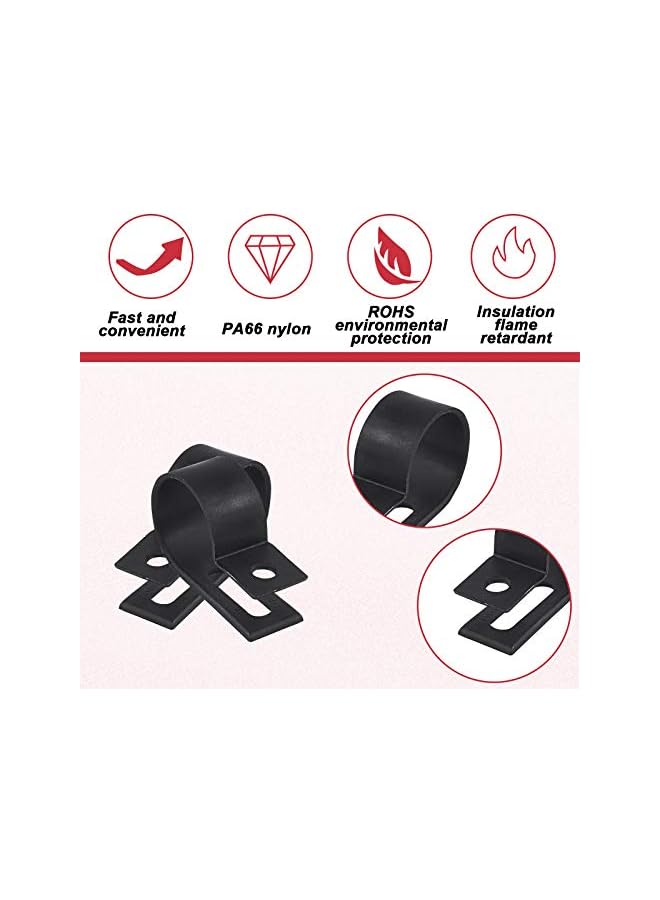 promass 60Pcs Plastic Cable Clamp R Type Screw Mounting Cord Fastener Cable Clips with Screws for Wire Management Cable Conduit (3/4inch, Black) - Image 3