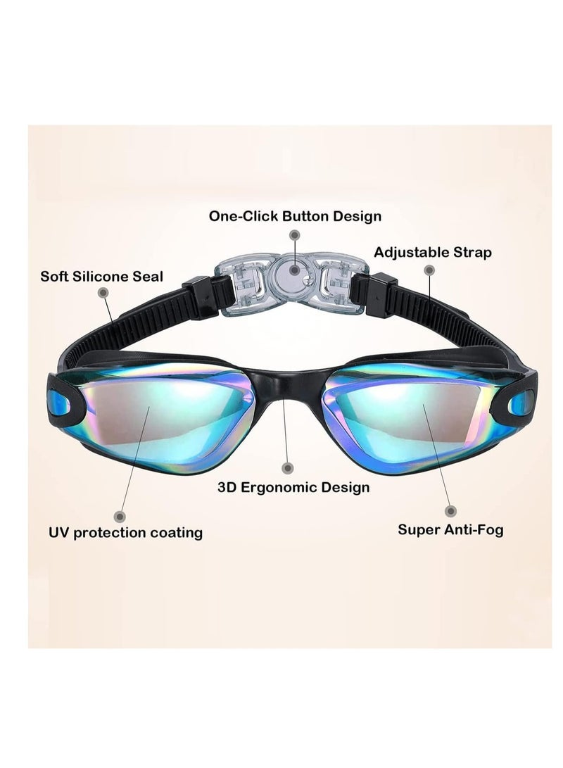 ECVV Anti Fog Swimming Goggles No Leaking UV Protection Swim Glasses Fits For Women Men Adult Youth Kids, Wide View Swim Goggles with Adjustable Strap - Image 3