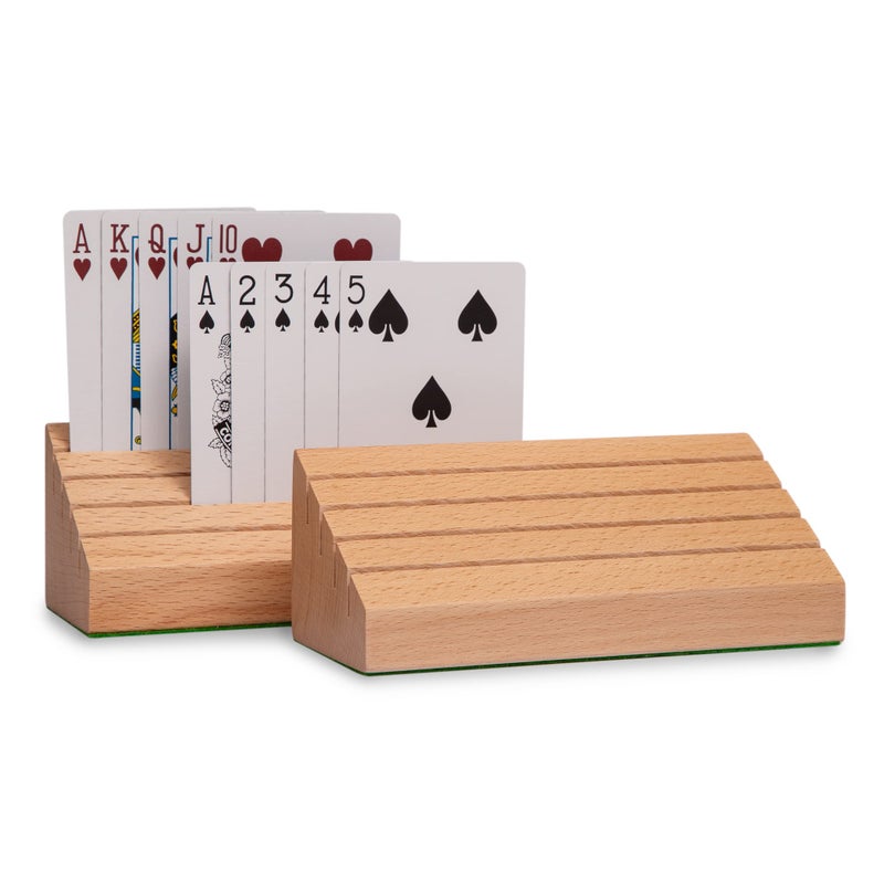 Black long Di fang Standard Size Solid Beech Playing Card Holder2 Piece SetCard Storage