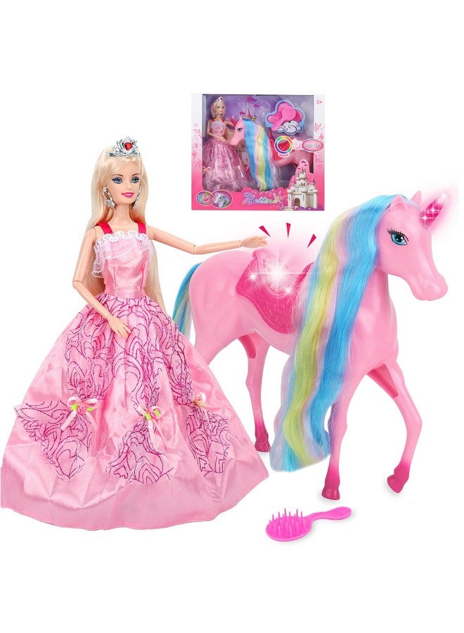Bettina Magical Light Unicorn Princess Dolls Set, Unicorn Toys For Girls, Horse Toys With Mane And Tail, Princess Toys, Unicorn Gifts For Girls - Image 1