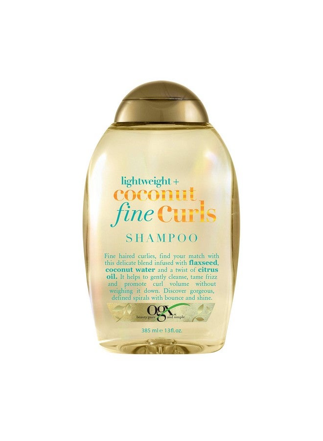 Ogx Gx Lightweight + Coconut Fine Curls Shampoo Lightweight Shampoo For Curly Hair Coconut Water Shampoo Flaxseed Oil Citrus Oil 13 Fl Oz  - Image 2