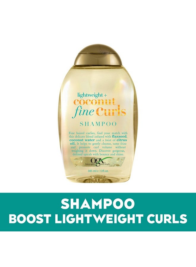 Ogx Gx Lightweight + Coconut Fine Curls Shampoo Lightweight Shampoo For Curly Hair Coconut Water Shampoo Flaxseed Oil Citrus Oil 13 Fl Oz  - Image 4