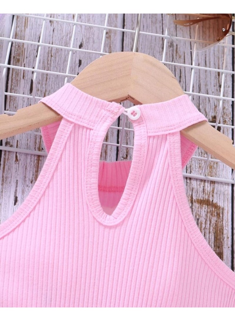 SHEIN Young Girl Ombre Heart Embroidery Halter Dress Summer Holiday - Image 5