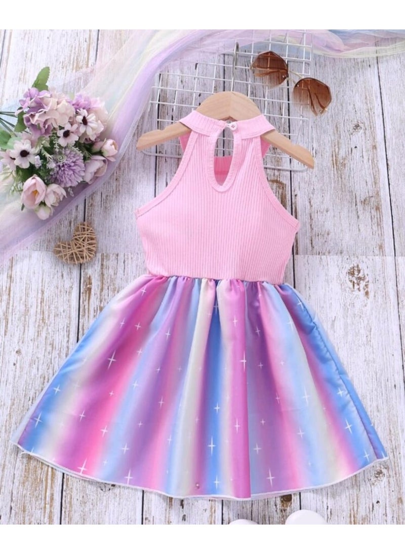 SHEIN Young Girl Ombre Heart Embroidery Halter Dress Summer Holiday - Image 2