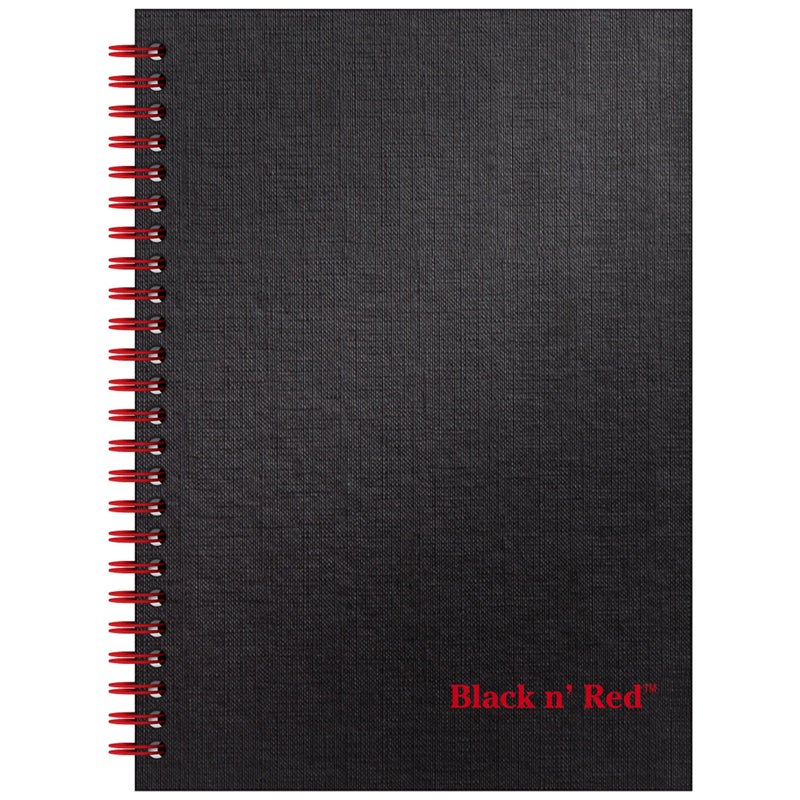 Black n' Red Notebook, Business Journal, 8-1/4" x 5-1/4", 70 Sheets, Ruled, Optik Paper, Scribzee App, Hardcover, Wirebound, Black (L67000) - Image 1