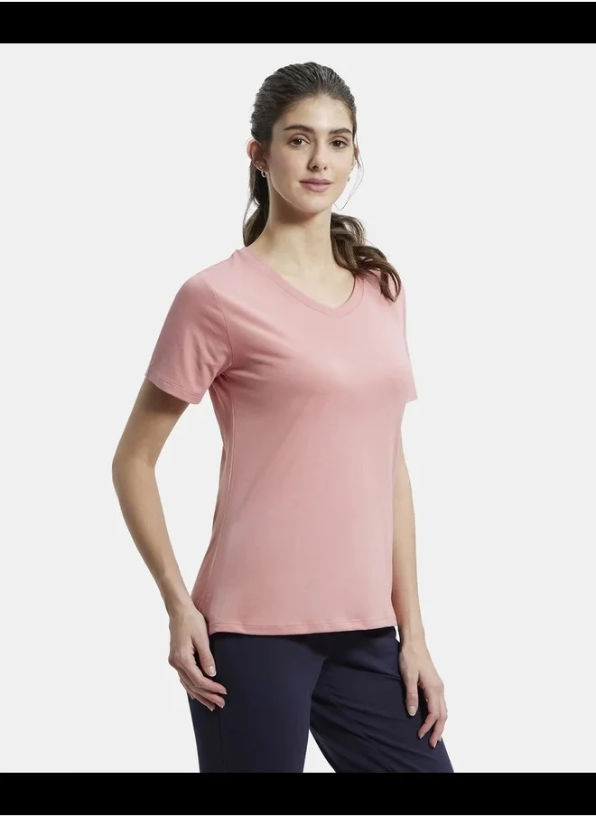 JOCKEY Jockey AW89 Women's Super Combed Cotton Rich Fabric Relaxed Fit V-Neck Half Sleeve T-Shir
