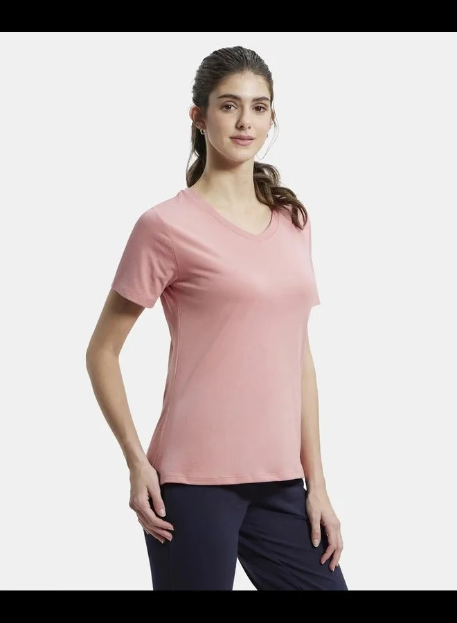 جوكي تيشيرت نسائي قطن فائق النعومة بياقة  وأكمام قصيرة