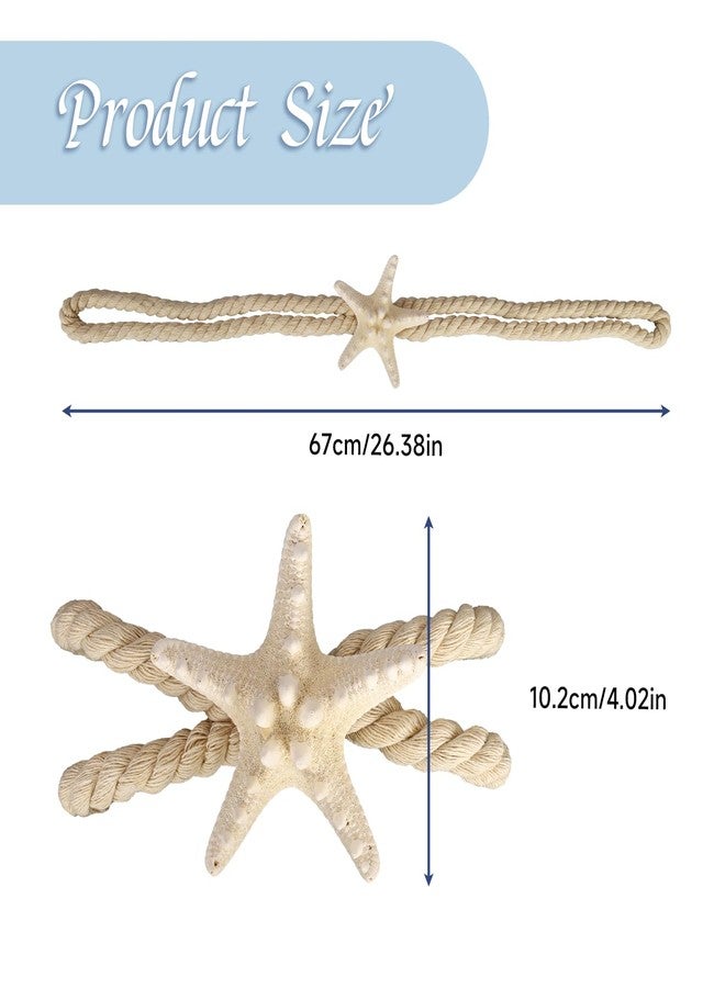 Xinally 2 Pcs Natural Starfish Curtain Tiebacks, Handmade Woven Rope Curtain Curtain Ties Blinds Accessories for Outdoor, Home, Office,Hotel, Living Room Curtain Decoration (Big Starfish) - Image 2