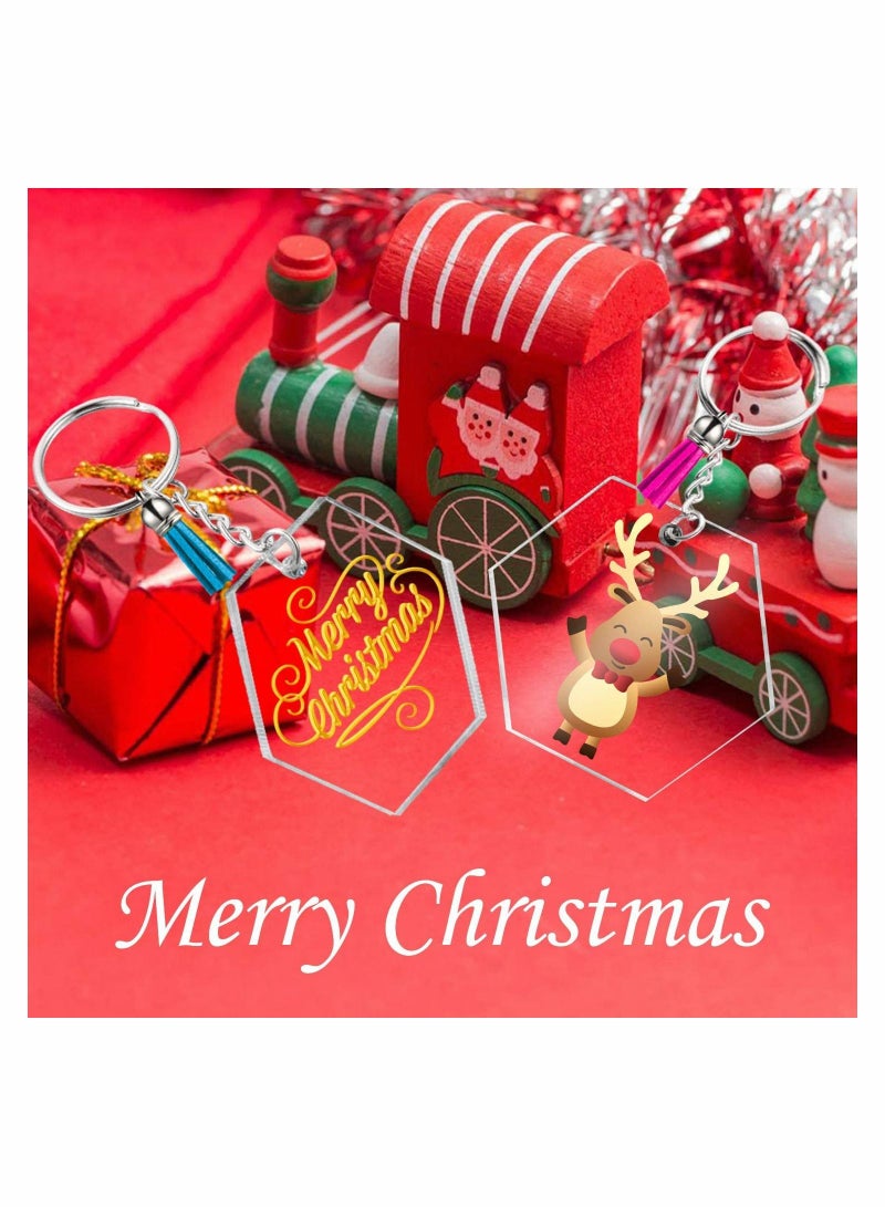 Excefore Acrylic Keychain Blanks, with Tassels Kit Bulk, Includes 30 Pcs Acrylic Clear Hexagon Disc (2 Inch), 30 Pcs Key Rings, 30 Pcs Jump Rings Chains and 30 Pcs Tassels for DIY Keychain Crafting  - Image 4