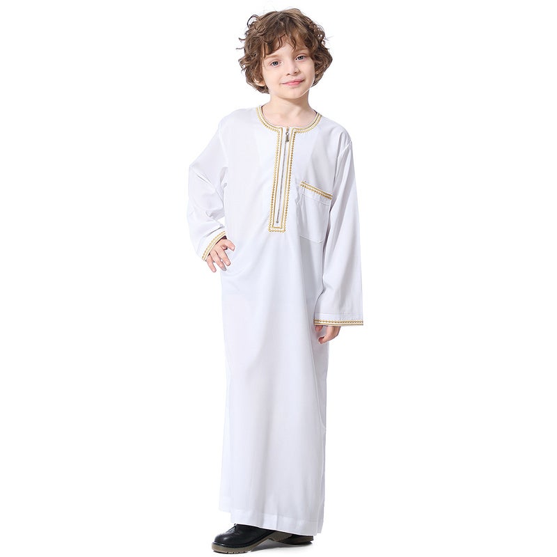 كورتا إثنية طويلة مطرزة للأولاد مع سحاب أمامي - Image 3