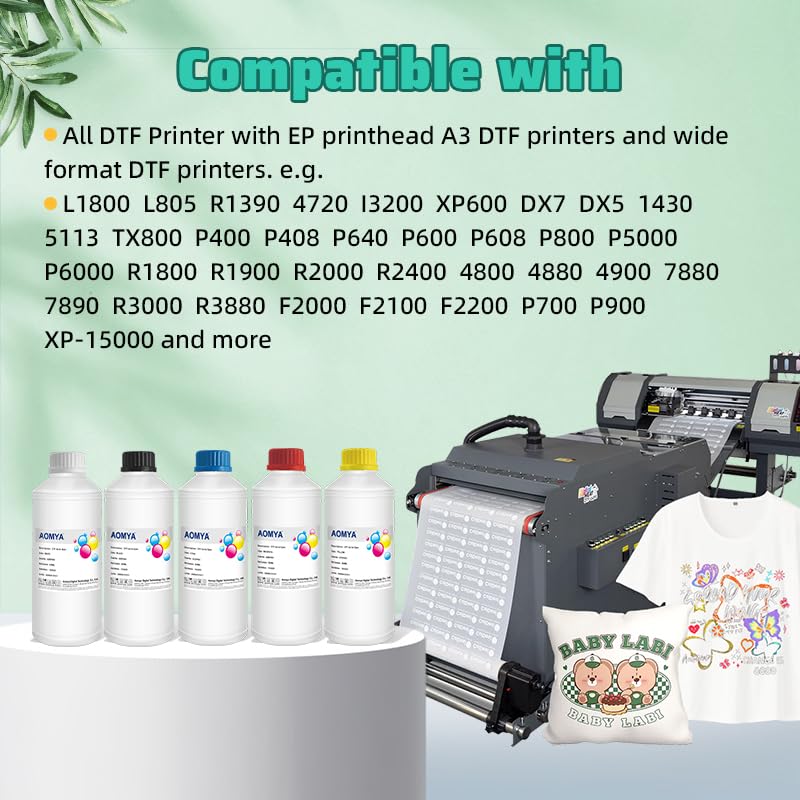 Aomya DTF Ink 500ml DTF Transfer Ink for PET Film Premium DTF Ink for Epn L1800L805ET8550R2400P400P800P600DX5XP600XP15000 prinetrs 11LBDTF Ink Black - Image 3