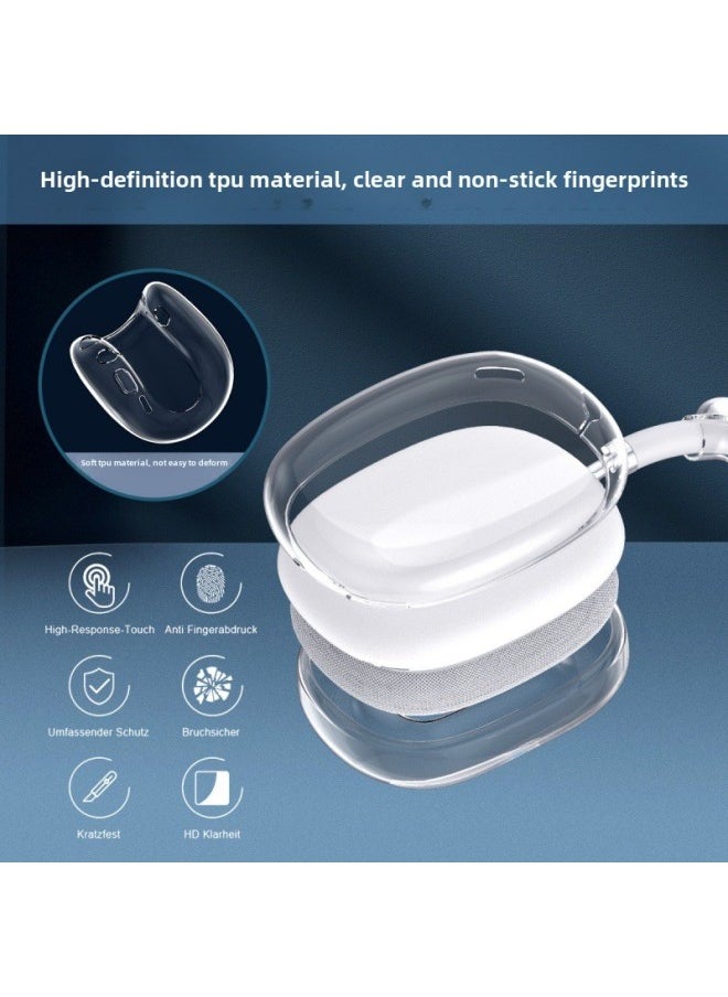 Generic Suitable For Airpodsmax Apple Bluetooth Headset Max Earmuffs Decorative Transparent Headphone Protective Set Three-piece Set-Color:Transparent Blue (headband Protective Cover + Ear Cap Cover + Earphone Cover)-Applicable Models:Apple Airpodsmax  - Image 4