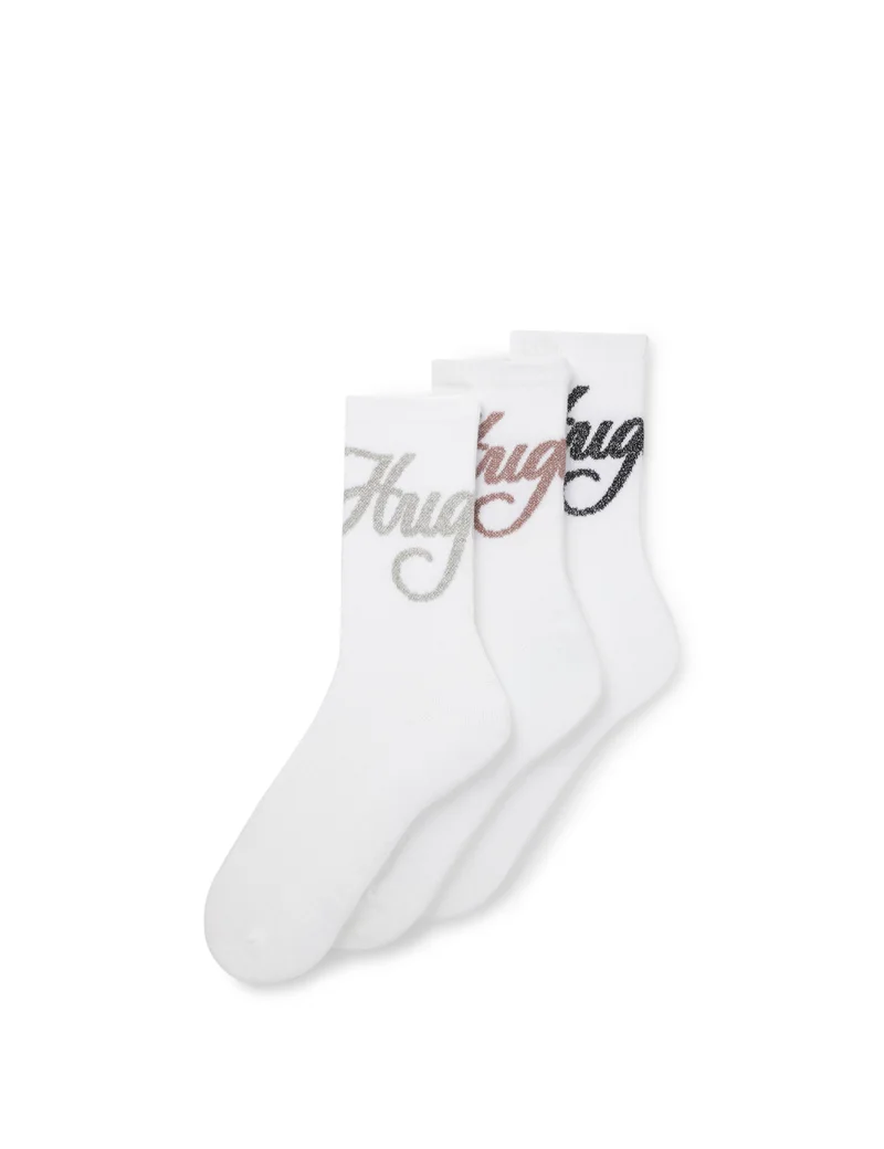 Three-pack of short-length socks with sparkly logos