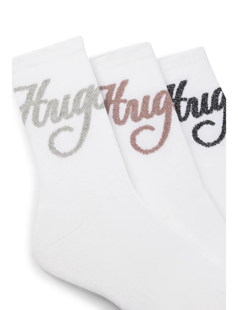 HUGO Three-pack of short-length socks with sparkly logos