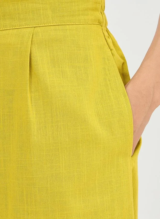 Femmella Citrine Green Cotton Straight Fit Pant