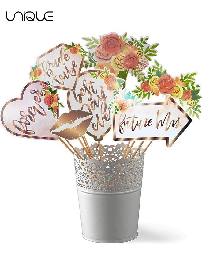 يونيك دعامات كشك تصوير لحفلات الزفاف، 20 قطعة من ديكورات حفلات العازبة باللون الذهبي الوردي، دعامات لحفلات الزفاف، لوازم حفلات الزفاف وحفلات العازبة، العروس لتكون دعامات للصور - Image 4
