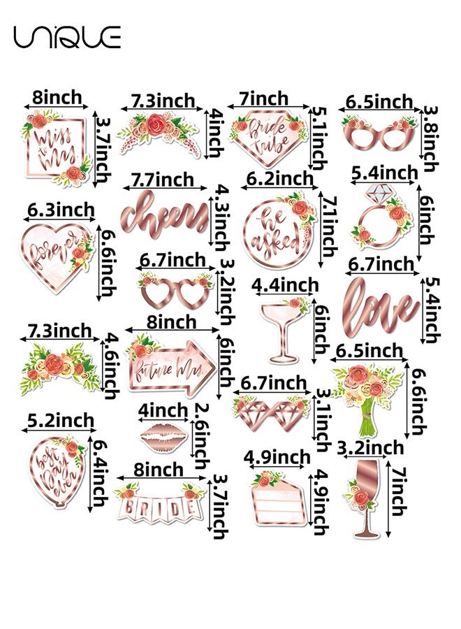 يونيك دعامات كشك تصوير لحفلات الزفاف، 20 قطعة من ديكورات حفلات العازبة باللون الذهبي الوردي، دعامات لحفلات الزفاف، لوازم حفلات الزفاف وحفلات العازبة، العروس لتكون دعامات للصور - Image 2