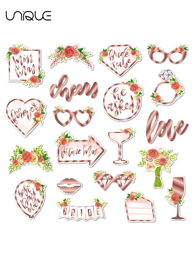 يونيك دعامات كشك تصوير لحفلات الزفاف، 20 قطعة من ديكورات حفلات العازبة باللون الذهبي الوردي، دعامات لحفلات الزفاف، لوازم حفلات الزفاف وحفلات العازبة، العروس لتكون دعامات للصور - Image 3