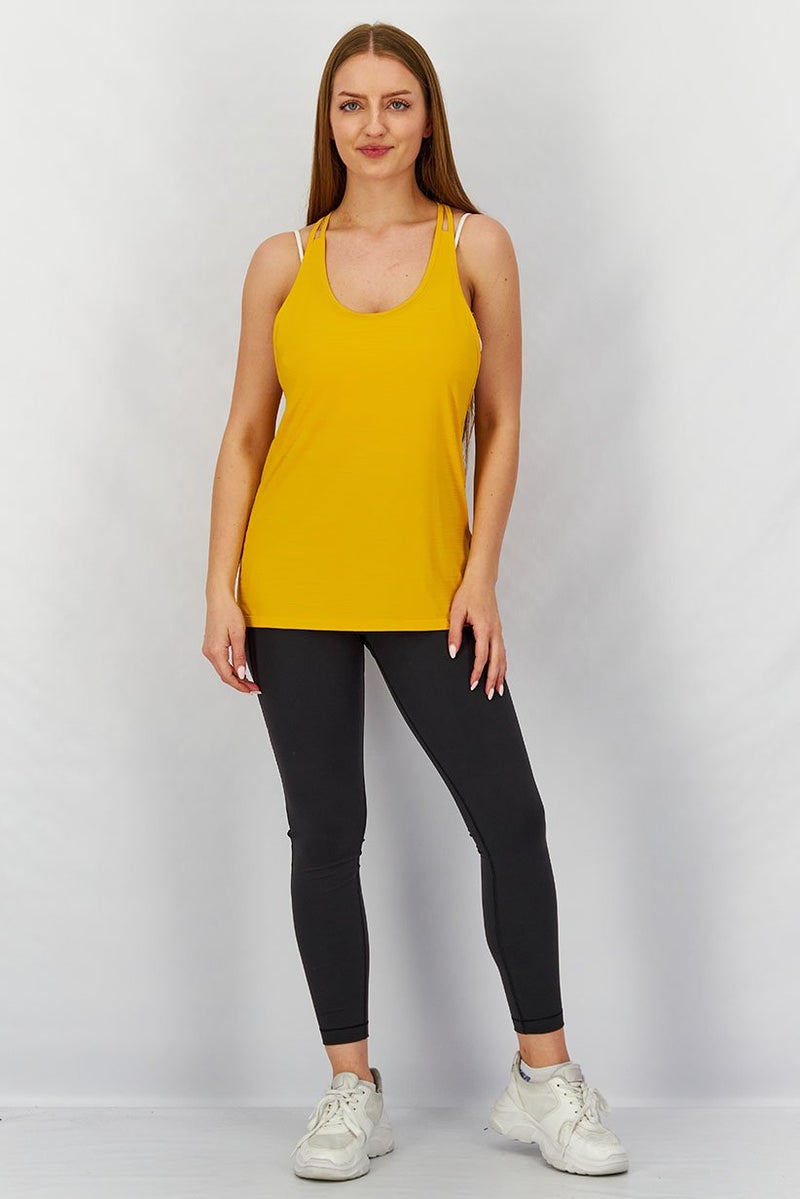 Reebok Women Regular Fit Training Tank Top, Gold - Image 3